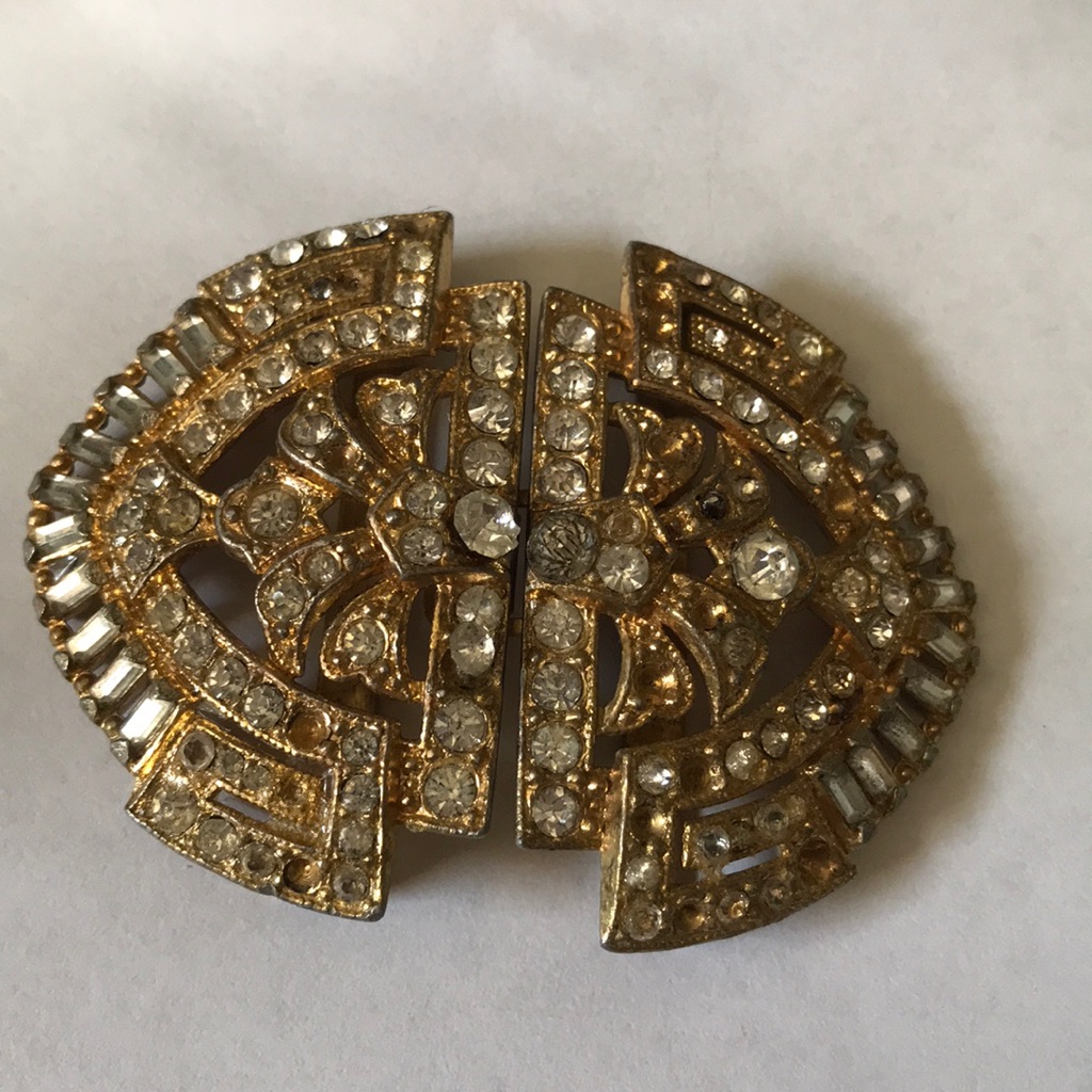 Antique Rhinestone Gold Plated Buckle